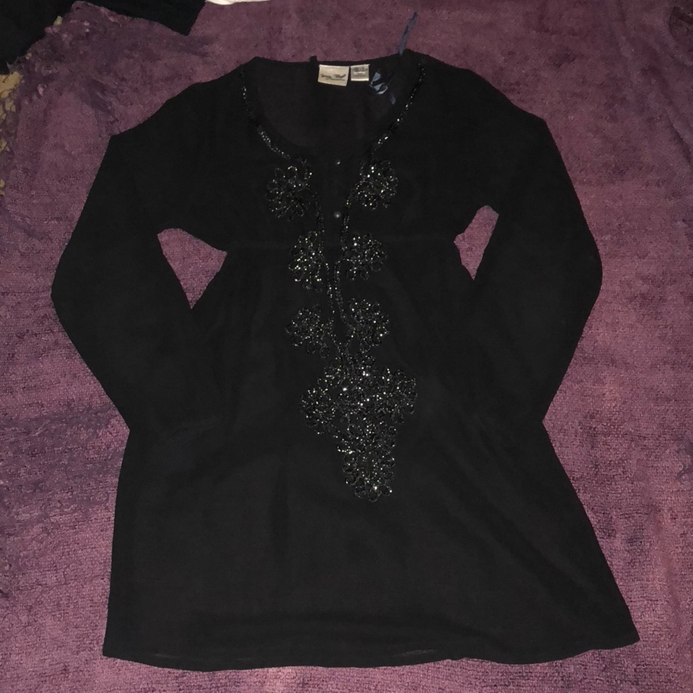 Black See Thru Long Sleeve Dress Sm